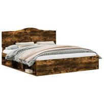 vidaXL Lovos rėmas Rūkyta ąžuolas 180 x 200 cm Kietos pušies mediena