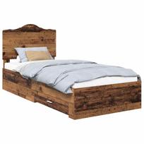 vidaXL Lovos rėmas su stalčių Senas medis 90 x 190 cm Apdirbta mediena