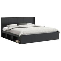 vidaXL Lovos rėmas su saugojimu ir nugara Juoda 180 x 200 cm