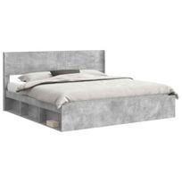 vidaXL Lovos rėmas su saugojimu ir nugara Betono pilka 180 x 200 cm