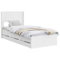 vidaXL Lovos rėmas su saugojimu ir nugara su stalčių Balta 75 x 190 cm