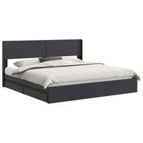 vidaXL Lovos rėmas su saugojimu ir nugara 2 vnt. Juoda 200 x 200 cm