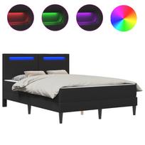 vidaXL Lovos rėmas su LED juostelėmis Juoda 140 x 200 cm Dirbtinė oda