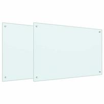 vidaXL Virtuvės atbraila 2 vnt. Balta 90 x 60 cm grūdintas stiklas