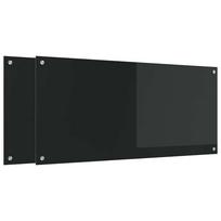 vidaXL Virtuvės atbraila 2 vnt. Juoda 110 x 50 cm grūdintas stiklas