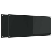 vidaXL Virtuvės atbraila 2 vnt. Juoda 120 x 50 cm grūdintas stiklas