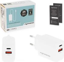 Movano GaN 20W USB-C PD + USB-A Charger (White)
