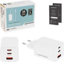 Movano GaN 65W 2x USB-C PD + USB-A Charger (White)