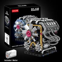 GT Automobilio V10 Variklio Motorizuotas Simuliatorius MOC Plytų Modelis Elektrinis Varomas Techniniai Statybiniai Blokeliai Kūrybiški Žaislai Dovanos 808 vnt. gray