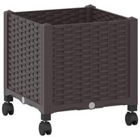 vidaXL Sodo puodynė su ratukais Ruda 40 x 40 x 44 cm PP