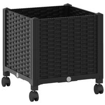 vidaXL Sodo puodynė su ratukais Juoda 40 x 40 x 44 cm PP