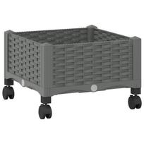 vidaXL Sodo puodynė su ratukais Šviesiai pilka 40 x 40 x 29 cm PP