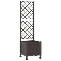 vidaXL Sodo vazonas su treliu ir ratais Ruda 40 x 40 x 146 cm PP