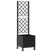 vidaXL Sodo vazonas su treliu ir ratais Juoda 40 x 40 x 146 cm PP
