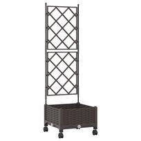 vidaXL Sodo vazonas su treliu ir ratais Ruda 40 x 40 x 131,5 cm PP