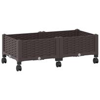 vidaXL Sodo puodynė su ratukais Ruda 80 x 40 x 29 cm PP