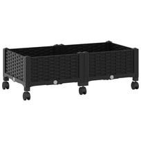 vidaXL Sodo puodynė su ratukais Juoda 80 x 40 x 29 cm PP