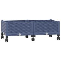 vidaXL Sodo puodynė su ratukais Mėlyna Pilka 80 x 40 x 29 cm PP
