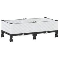 vidaXL Sodo puodynė su ratukais Balta 80 x 40 x 29 cm PP