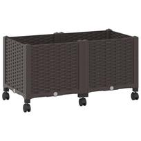 vidaXL Sodo puodynė su ratukais Ruda 80 x 40 x 44 cm PP