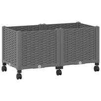 vidaXL Sodo puodynė su ratukais Šviesiai pilka 80 x 40 x 44 cm PP