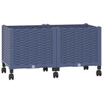 vidaXL Sodo puodynė su ratukais Mėlyna Pilka 80 x 40 x 44 cm PP