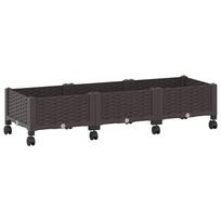 vidaXL Sodo puodynė su ratukais Ruda 120 x 40 x 29 cm PP