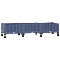 vidaXL Sodo puodynė su ratukais Mėlyna Pilka 120 x 40 x 29 cm PP