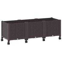 vidaXL Sodo puodynė su ratukais Ruda 120 x 40 x 44 cm PP