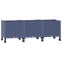 vidaXL Sodo puodynė su ratukais Mėlyna Pilka 120 x 40 x 44 cm PP
