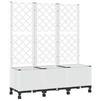 vidaXL Sodo vazonas su treliu ir ratais Balta 120 x 40 x 146 cm PP