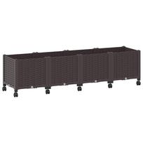 vidaXL Sodo puodynė su ratukais Ruda 160 x 40 x 44 cm PP