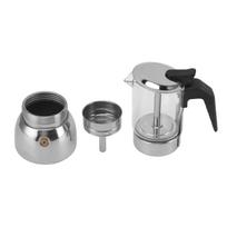 Glass Top Stovetop Moka Pot Electric Stove Moka Pot with Stainless Steel Base Classic Coffee Maker 4 Cups gray