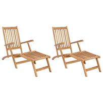 vidaXL Sulankstomas denio krėslas 2 pcs Natūrali Kieto teka medžio