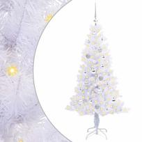 vidaXL Dirbtinė Kalėdų eglutė su 150 LED Balta 150 cm PVC ir plienas