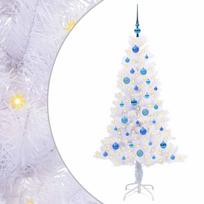 vidaXL Dirbtinė Kalėdų eglutė su 150 LED Balta 150 cm PVC ir plienas