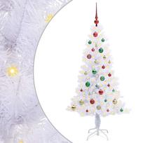 vidaXL Dirbtinė Kalėdų eglutė su 150 LED Balta 150 cm PVC ir plienas