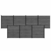vidaXL Tvoros rinkinys 7 vnt. 1218 x 186 cm WPC ir aliuminis Pilka