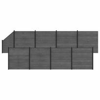 vidaXL Tvoros rinkinys 9 vnt. 1484 x 186 cm WPC ir aliuminis Pilka
