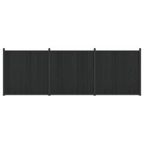 vidaXL Tvoros plokštė 3 vnt. 530 x 186,5 cm WPC ir aliuminis Juoda