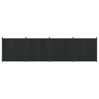 vidaXL Tvoros plokštė 4 vnt. 705 x 186,5 cm WPC ir aliuminis Juoda