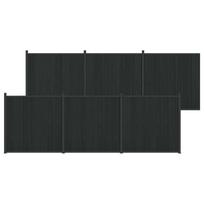 vidaXL Tvoros plokštė 6 vnt. 1055 x 186,5 cm WPC ir aliuminis Juoda
