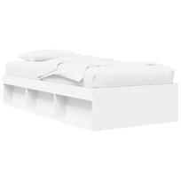 vidaXL Lovos rėmas su saugojimu Balta 80 x 200 cm Apdirbta mediena