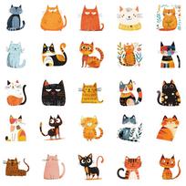 50 Pcs Cartoon Cat Waterproof Stickers Diy Refrigerator Notebook Notebook Notebook Computer Water Cup Luggage Decoration orange