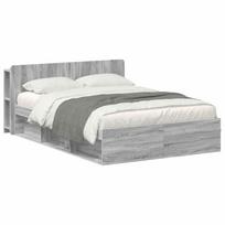 vidaXL Lovos rėmas su saugojimu Pilka Sonoma 140 x 190 cm