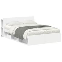 vidaXL Lovos rėmas su saugojimu Balta 150 x 200 cm Apdirbta mediena