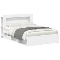 vidaXL Lovos rėmas su saugojimu Balta 160 x 200 cm Apdirbta mediena