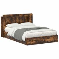 vidaXL Lovos rėmas su saugojimu su stalčių Dūminio ąžuolo 135 x 190 cm