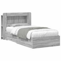vidaXL Lovos rėmas su saugojimu su galvūgalio Pilka Sonoma 80 x 200 cm