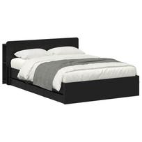 vidaXL Lovos rėmas su saugojimu ir nugara Juoda 150 x 200 cm